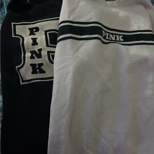Two PINK Victoria's Secret  Shirts - Black and White and Emerald green